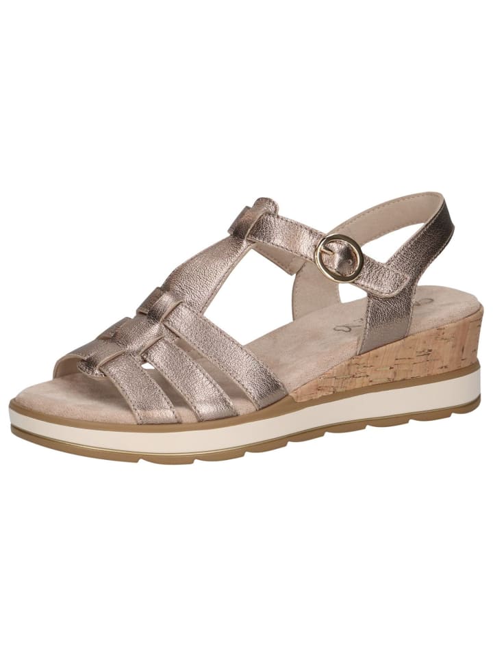 Сандалии на плоской подошве Caprice, цвет taupe metallic