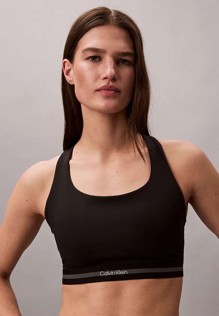 Бюстгальтер спортивный, средняя поддержка, Calvin Klein Sport, черный — фото 3