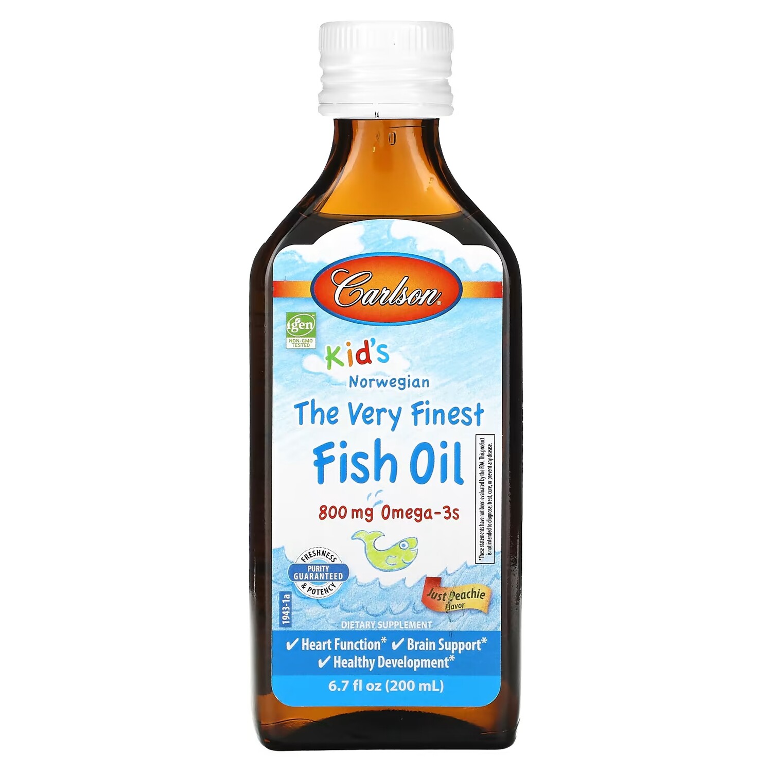 

Рыбий жир Carlson Kid's Norwegian The Very Finest со вкусом персика 800 мг, 200 мл
