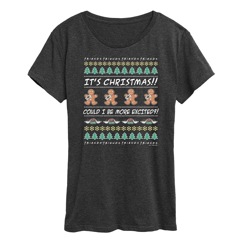 

Женская футболка с рисунком Ugly Christmas Sweater Friends Licensed Character, цвет Heather Charcoal