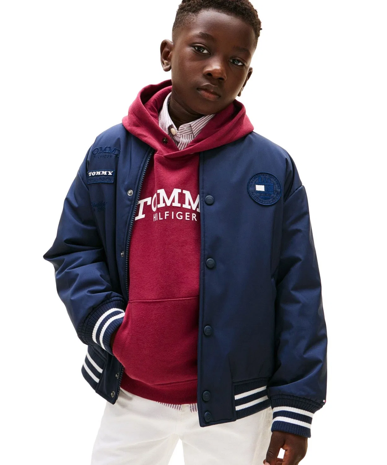 Куртка-бомбер Tommy Hilfiger мальчиковая утепленная разноцветная