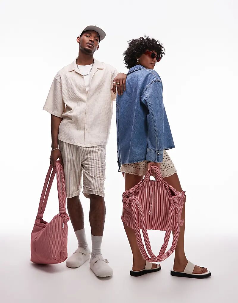 

Хлопковая многофункциональная сумка через плечо OLEND Ona в красную полоску