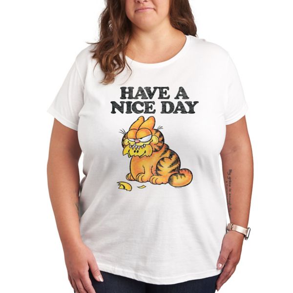 

Плюс футболка ретро с надписью "Garfield, хорошего дня" Licensed Character, белый