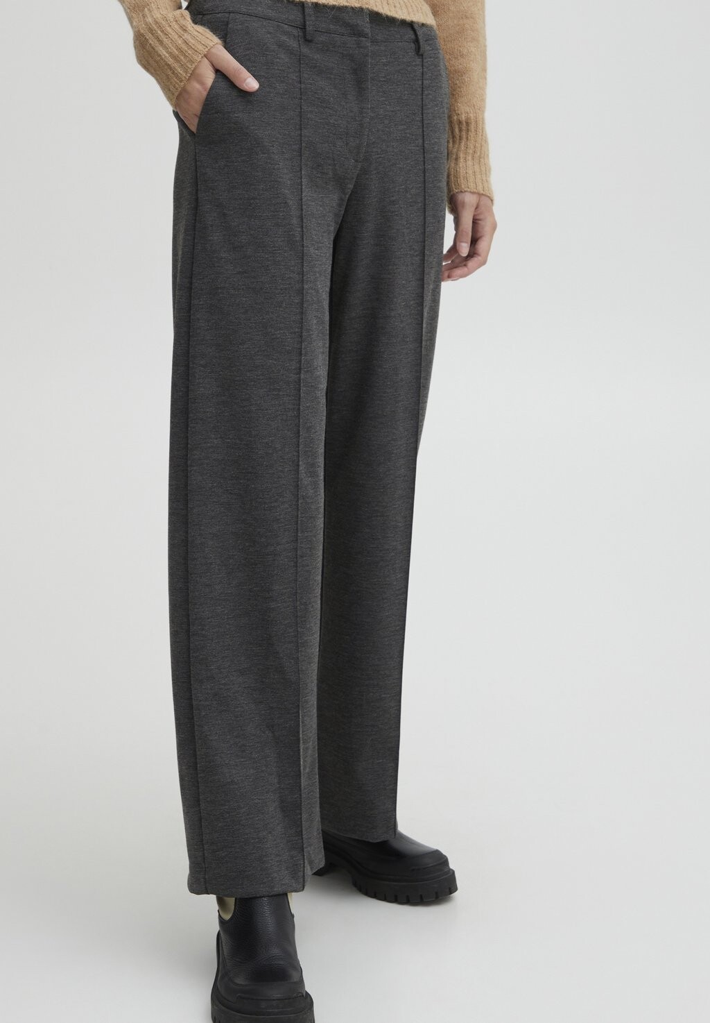 

Брюки Ihkate Sus Office Wide Pa ICHI, цвет dark grey melange