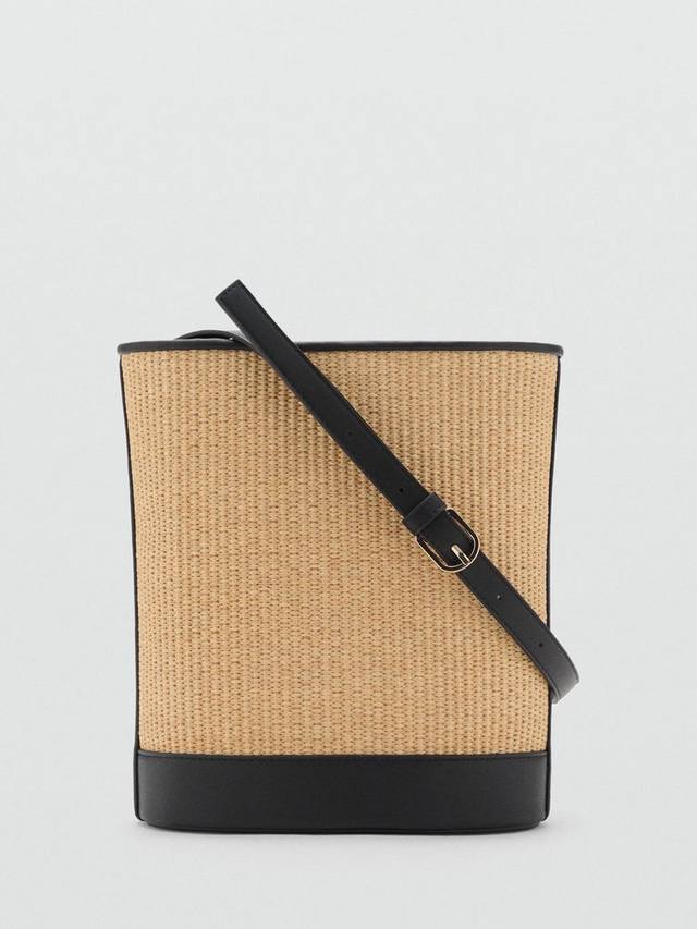 

Coin Medium Raffia сумка-ведро на шнурке Mango, Black