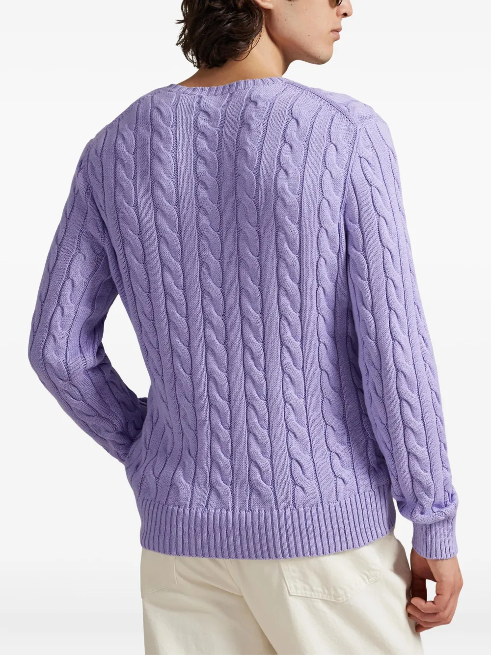 Свитер фактурной вязки Polo Ralph Lauren, фиолетовый — фото 4