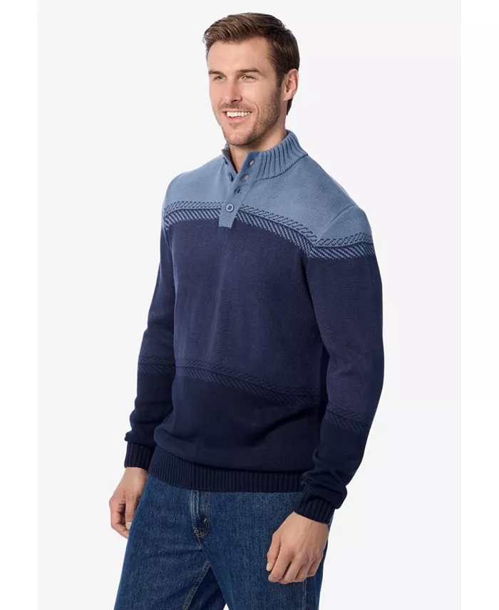 

Большая и высокая водолазка Henley Shaker Kingsize, синий