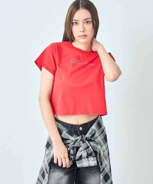 

Футболка с логотипом Whoareyou, украшенная камнями ANAP, красная