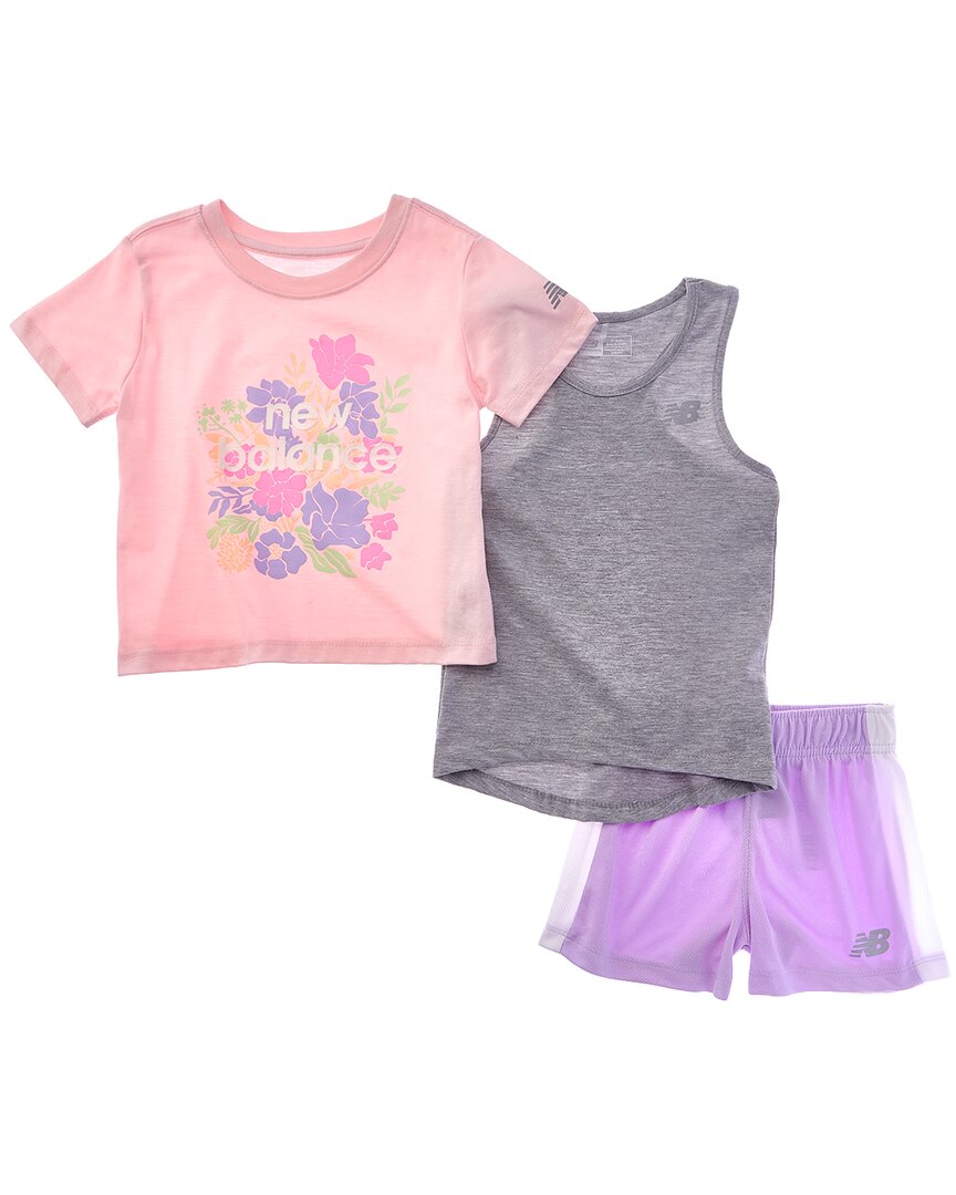 

Комплект New Balance из 3 предметов: футболка, майка и сетчатые шорты, фиолетовый