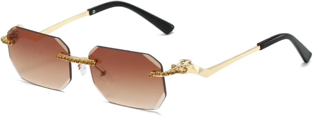 

Металлические квадратные солнцезащитные очки для женщин и мужчин. Изысканные, стильные, без оправы, для активного отдыха и путешествий, защита от УФ-излучения UV400 TVTBBVV, Lss007-1-c6