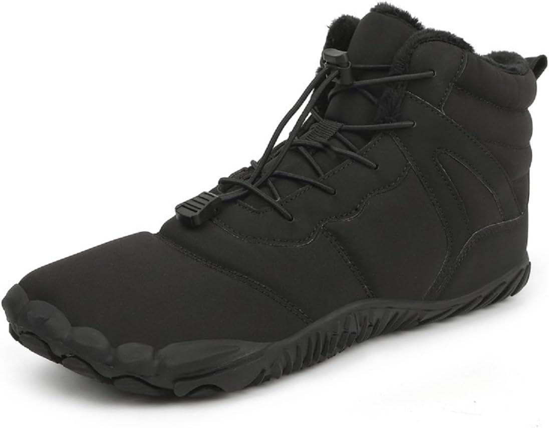 

Зимние босиковые ботинки Nikoshen для мужчин и женщин, зимние босиковые ботинки для походов с широким носком, минималистичные зимние ботинки босик, водонепроницаемые меховые кроссовки с пяти пальцами, черный