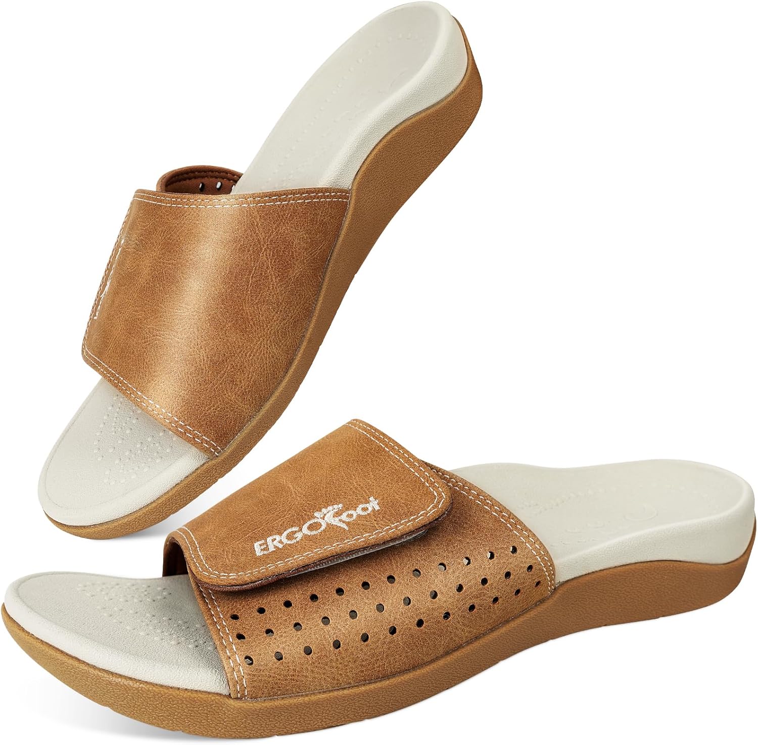 

Сандалии-шлепанцы ERGOfoot с поддержкой свода стопы, удобные сандалии для ходьбы при подошвенном фасциите, ортопедические сандалии с регулируемыми ремешками, облегчение боли в стопах, коричневый