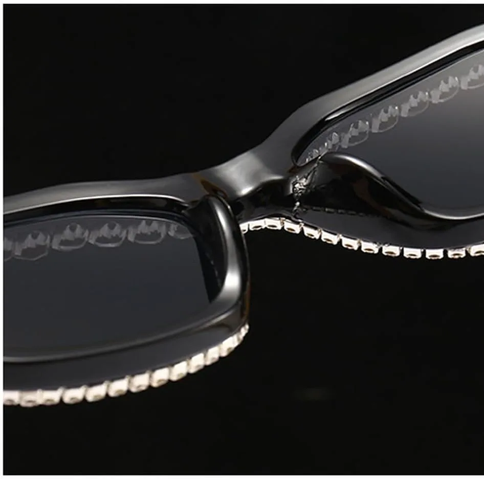 

Винтажные солнцезащитные очки в стиле панк с кристаллами и бриллиантами, женские, с индивидуальным дизайном, маленькие, неправильной формы, модные очки HVTVTLA, C5