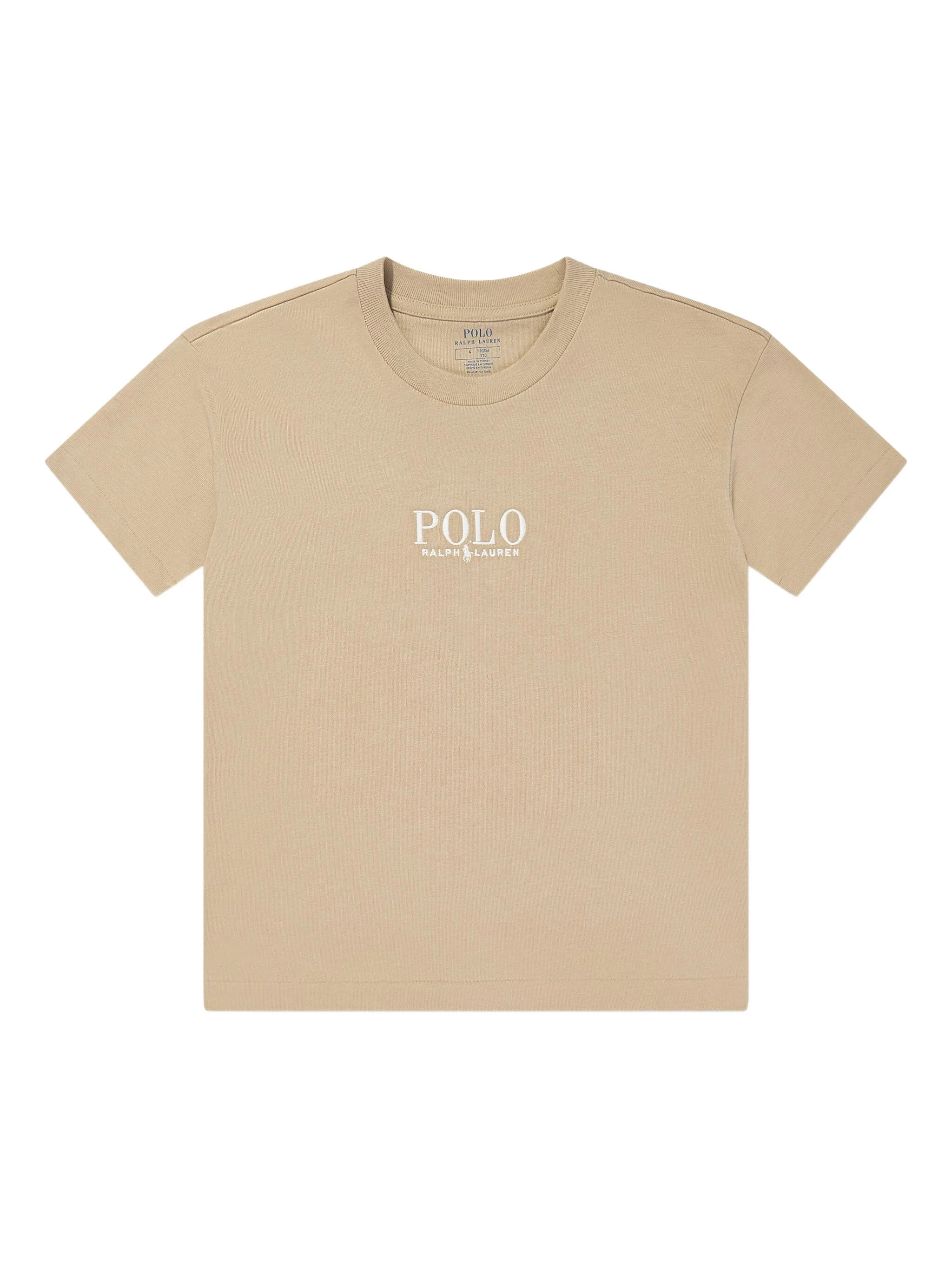 

Футболка с вышитым логотипом Polo Ralph Lauren Kids, бежевый
