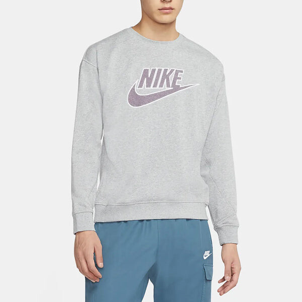 Толстовка Nike Sportswear Round Neck french terry Gray, серый — фото 3