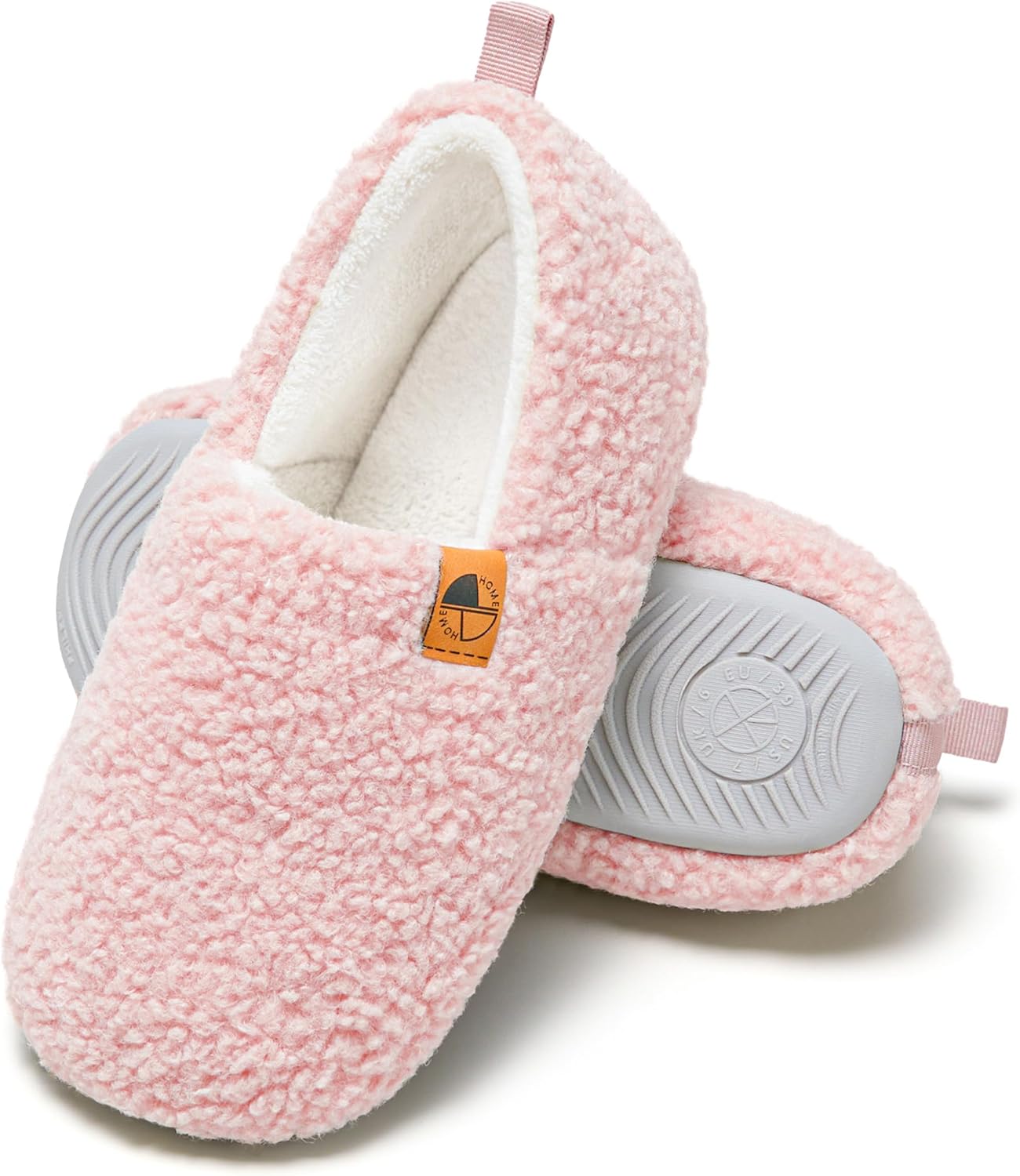 

Домашние тапочки для женщин и мужчин, легкие, с эффектом памяти, теплые закрытые тапочки с мягким флисом для использования дома и на улице Fhilepon, розовый
