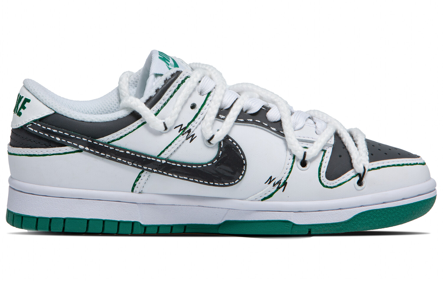 Кроссовки Nike Dunk Skateboarding Shoes Men Low-top Green/White, цвет Jasper — фото 2