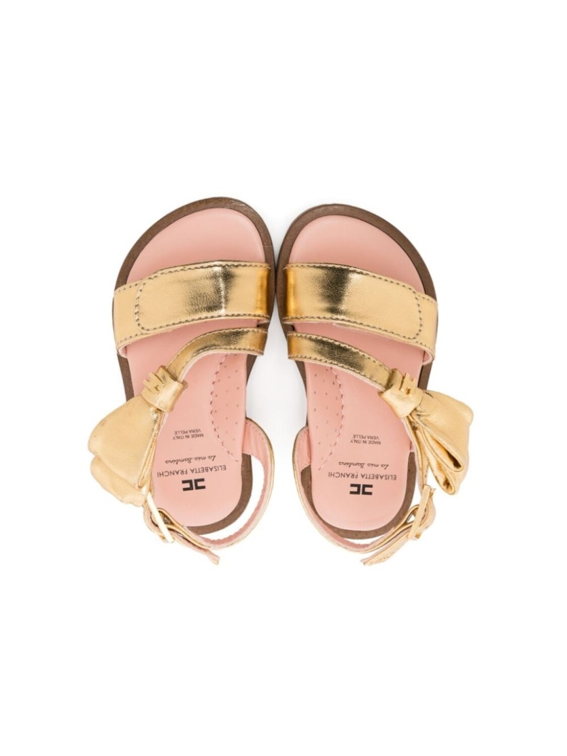 

Elisabetta Franchi La Mia Bambina босоножки с эффектом металлик и бантом, золотой