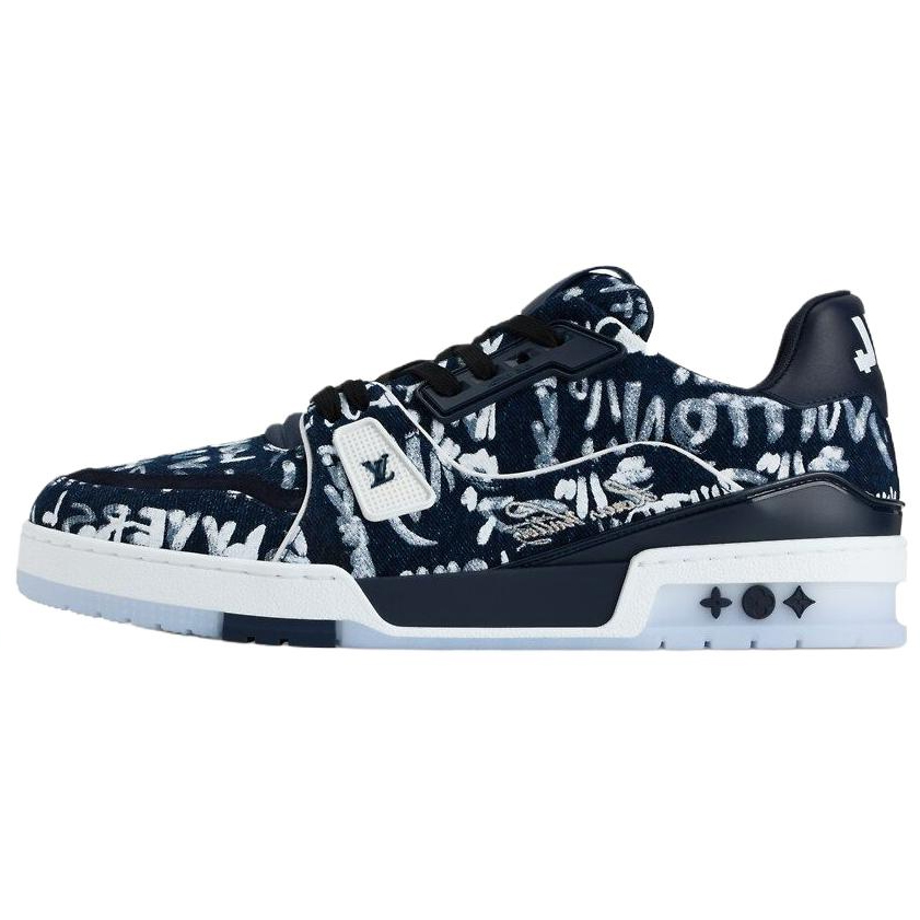

LOUIS VUITTON Кроссовки для скейтбординга Nigo Collaboration Trainer FW25, низкие, синие, мужские