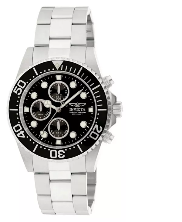 

Мужские кварцевые часы-хронограф Invicta 1768 Pro Diver с черным циферблатом Centennial, silver