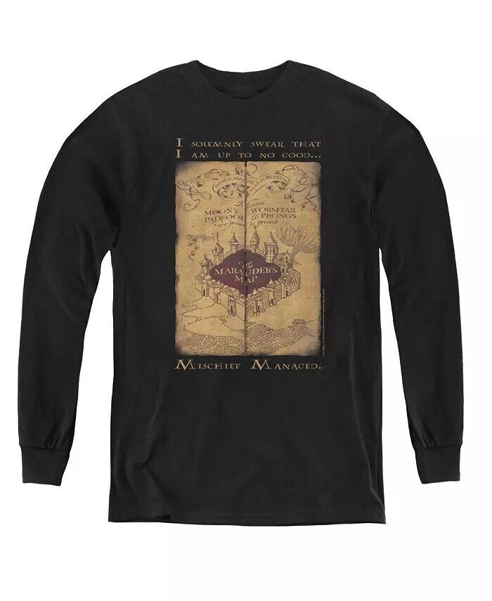 

Мальчики Молодежь Мародеры Карта Слова Длинные рукава Толстовка Harry Potter, черный