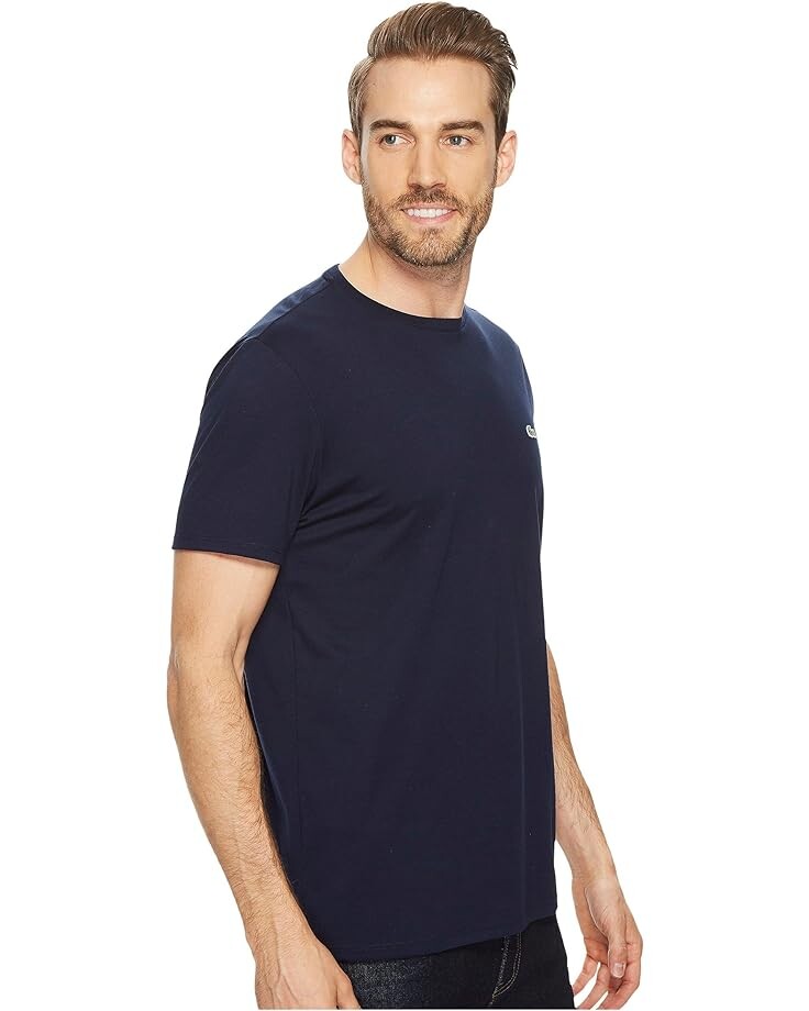 Футболка Lacoste Short Sleeve Pima Crew Neck, цвет Navy Blue — фото 4