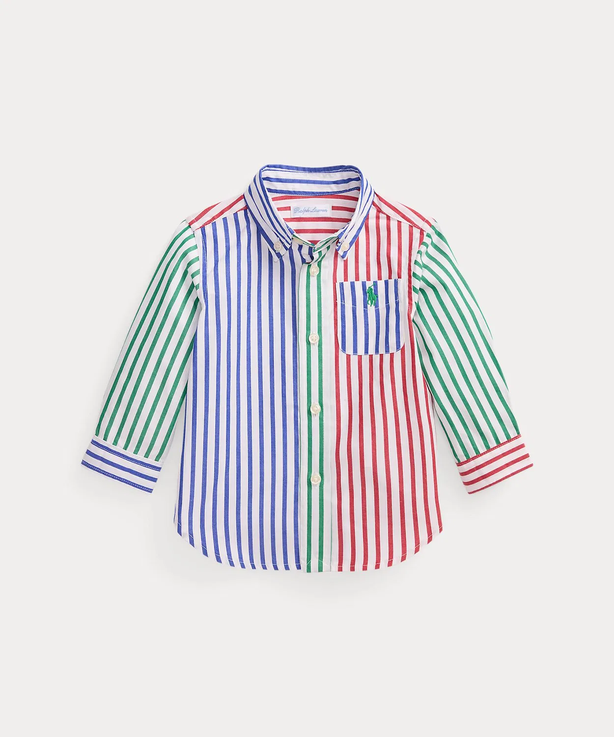 Детская рубашка из хлопкового поплина с полосками, Ralph Lauren, мультицвет