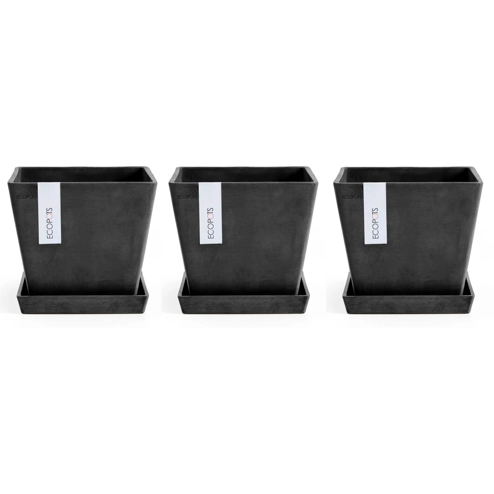 

Цветочный горшок ECOPOTS «Роттердам» (набор из 3 предметов), с подходящим блюдцем, темно-серый