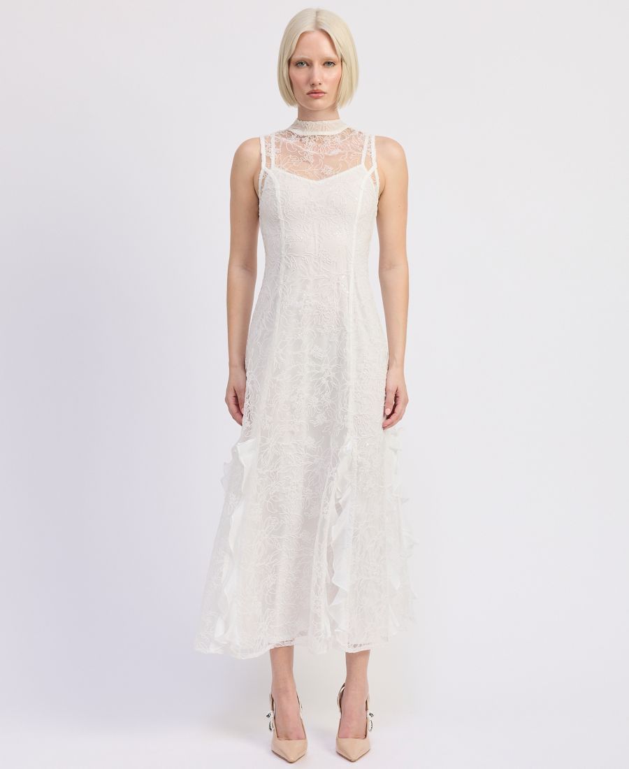 

Женское длинное платье Meena с высоким воротником En Saison, White