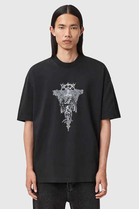 

Хлопковая футболка Allsaints, черный