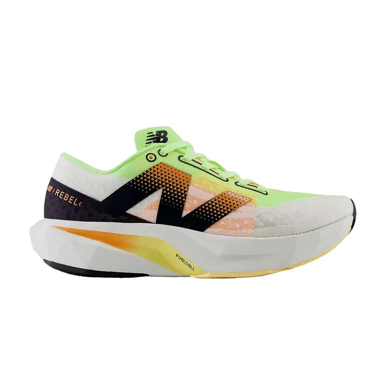 

Кроссовки New Balance FuelCell Rebel v4 2E Wide 'White Bleached Lime Glo', белый