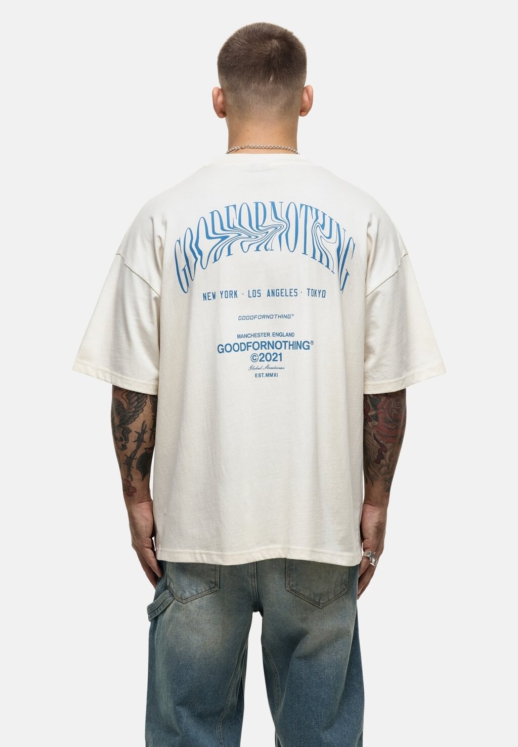 

Принт на футболке OVERSIZED OFF WHITE VACATION T-SHIRT Good For Nothing, кремовый