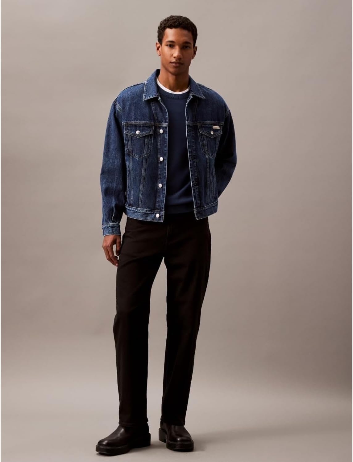 Мужской свитер Calvin Klein из мериносовой шерсти с круглым вырезом, Insignia Blue — фото 4