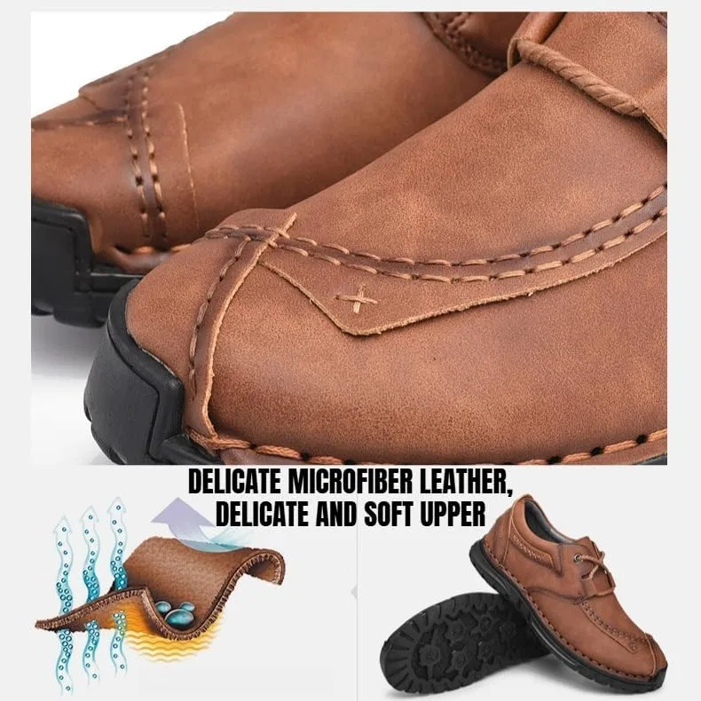 Мужские повседневные туфли Leather Casual Shoes, Driving Loafers, Breathable Soft Sole Non-Slip Walking Shoes, Black Cibenf — фото 4