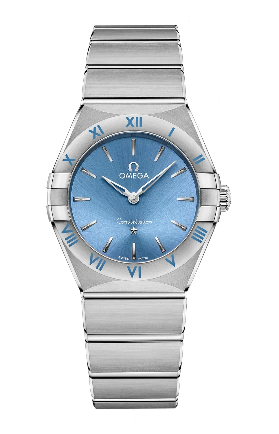 CONSTELLATION 28 ММ, СТАЛЬ НА СТАЛИ - 131.10.28.60.03.001 OMEGA, серебряный