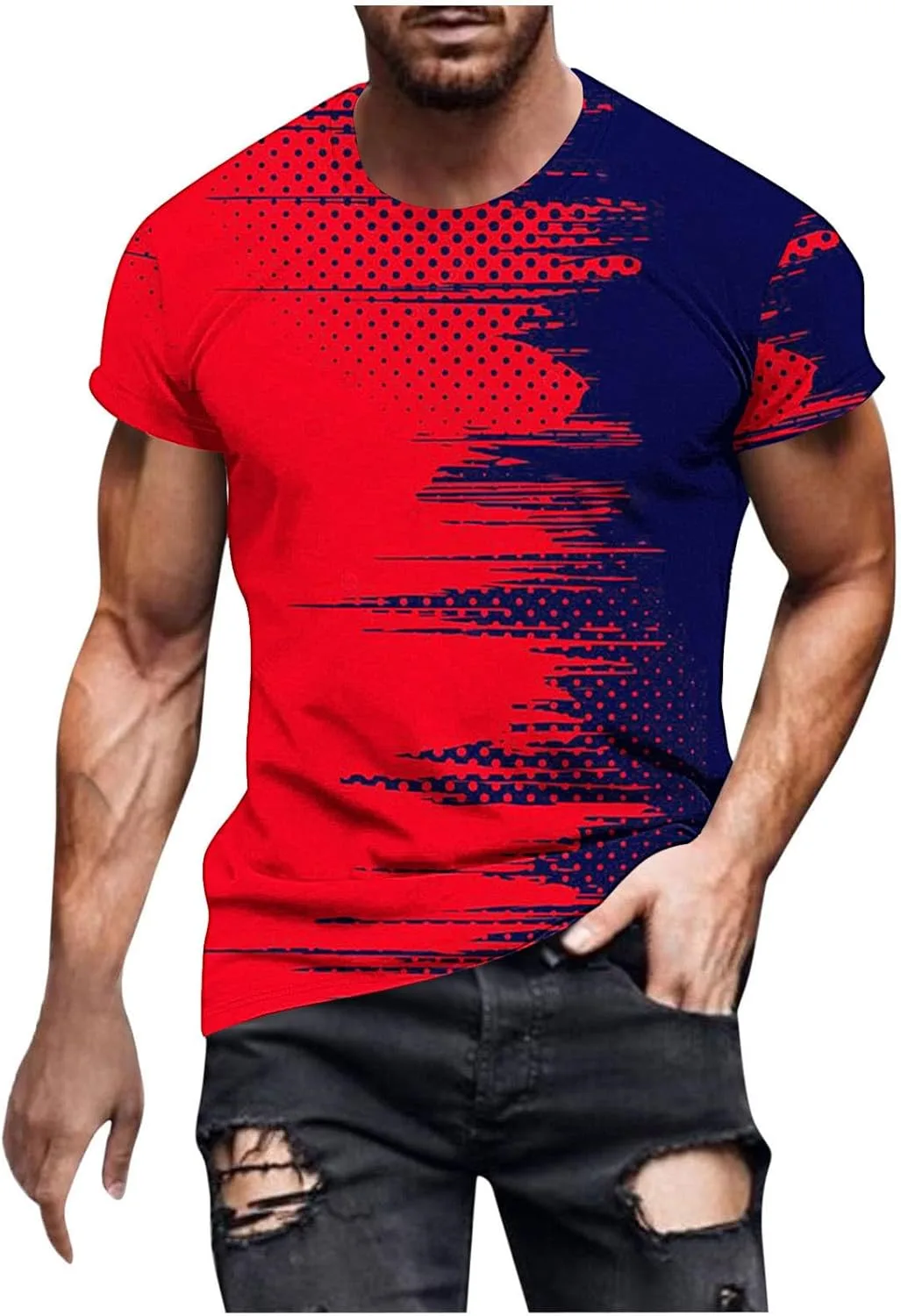 

Футболка мужская - короткий рукав, приталенная, классический крой QUNPIU