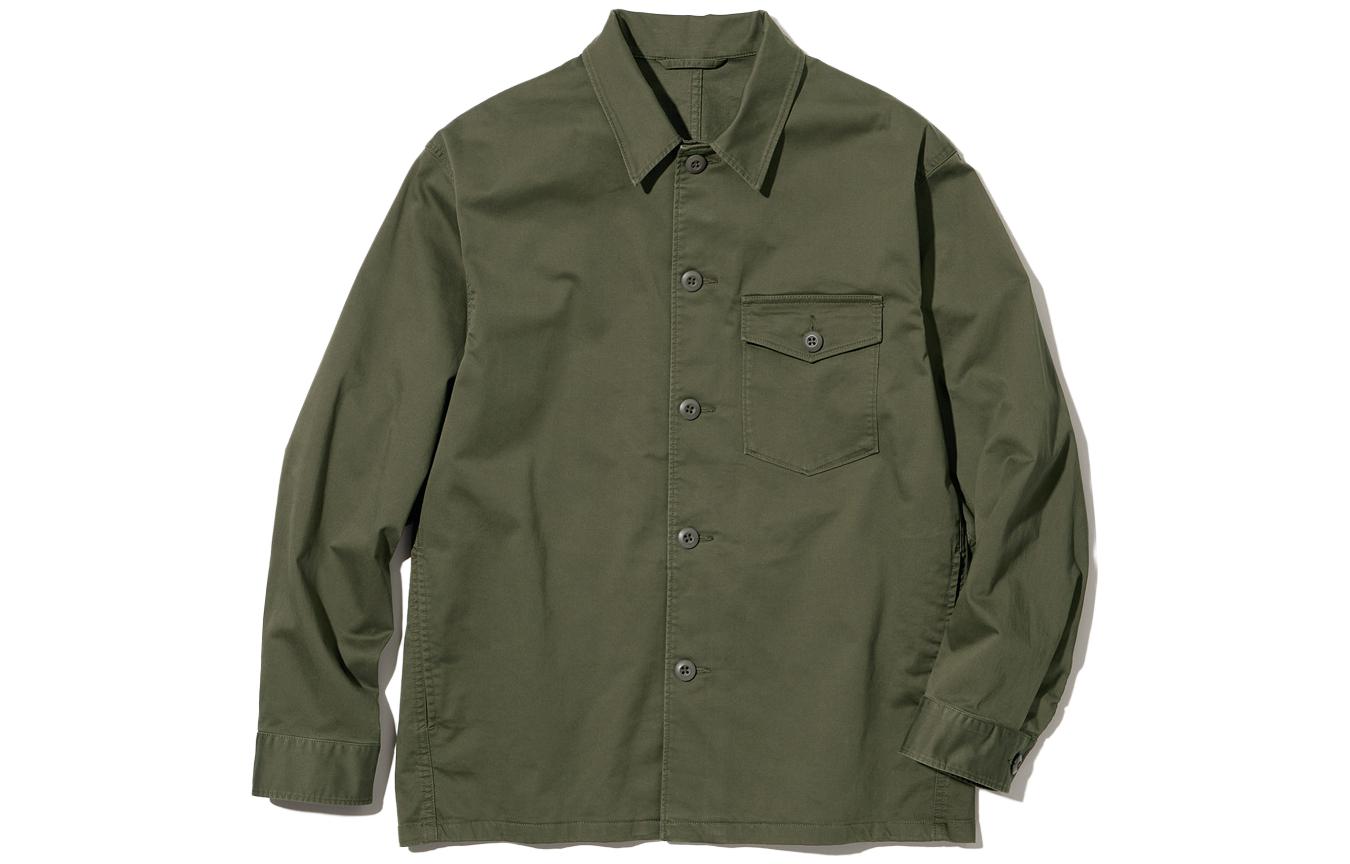 

UNIQLO Рубашка мужская темно-оливковый