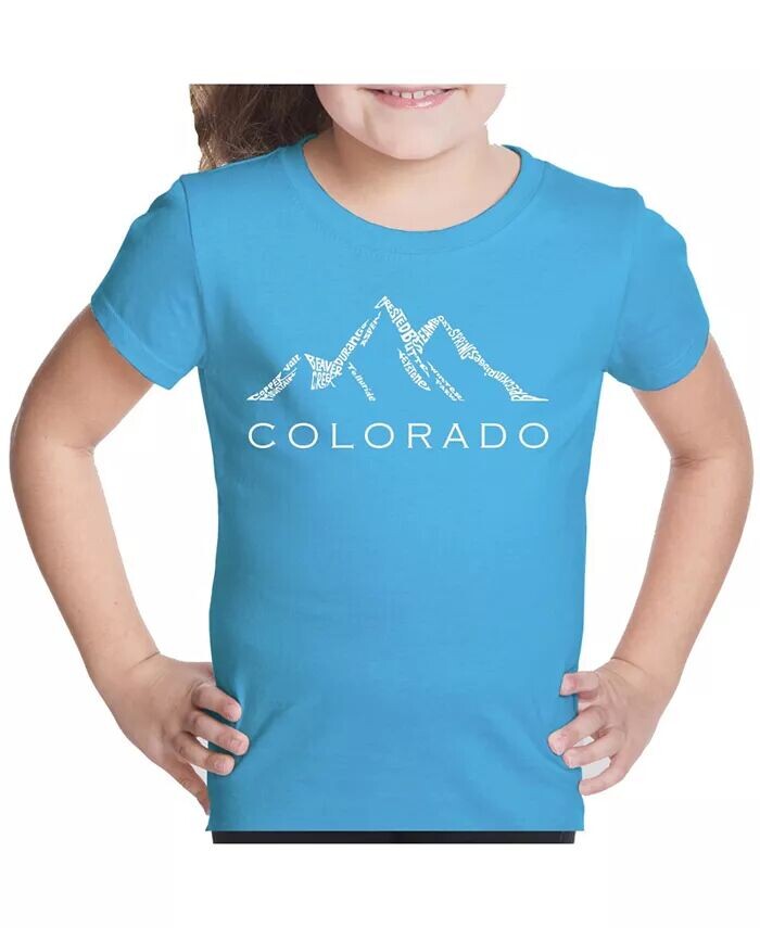 

Футболка с надписью Big Girl Word Art — Colorado Ski Towns LA Pop Art, синий