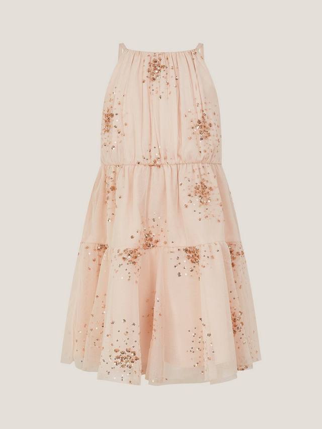 

Детское платье для праздника Tilly с пайетками и ярусами Monsoon, Pink