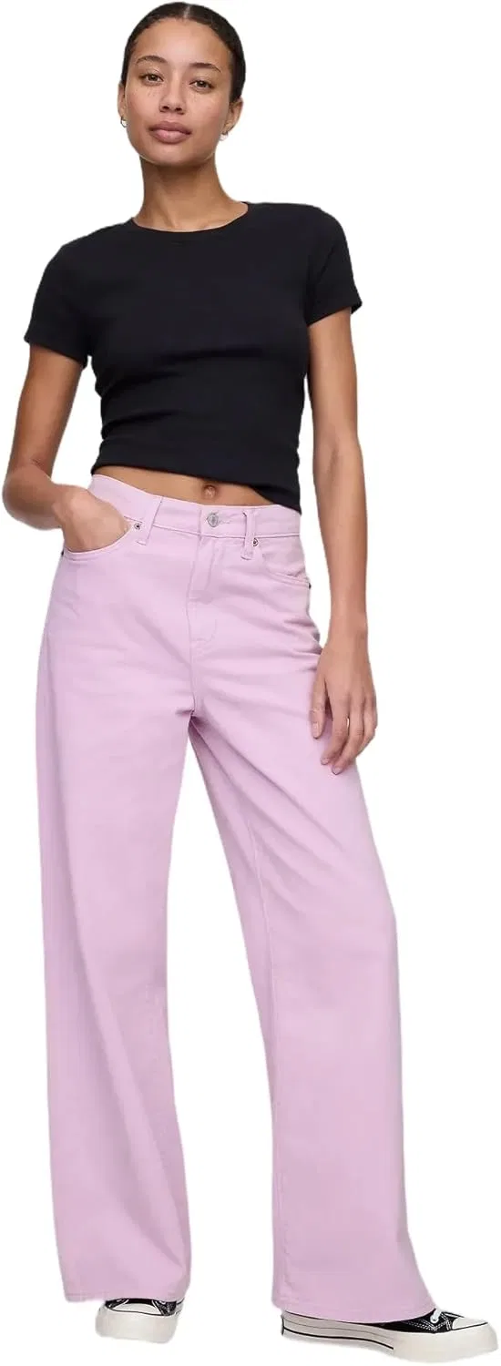 Джинсы, широкие штанины, GAP, орхидея
