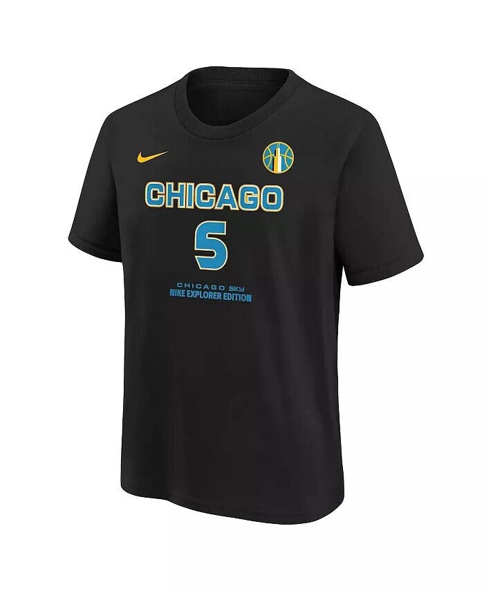 Футболка мужская и женская Angel Reese Black Chicago Sky 2024 драфта WNBA с именем и номером Nike — фото 3
