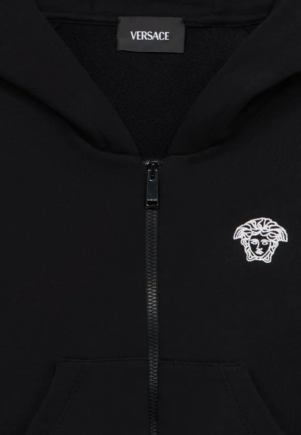 Контрастная толстовка унисекс на молнии с изображением медузы Versace, Nero/Bianco — фото 3