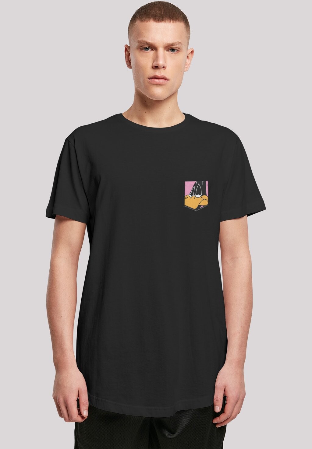 

Футболка с принтом LOONEY TUNES DAFFY DUCK FACE FAUX POCKET F4NT4STIC, цвет black