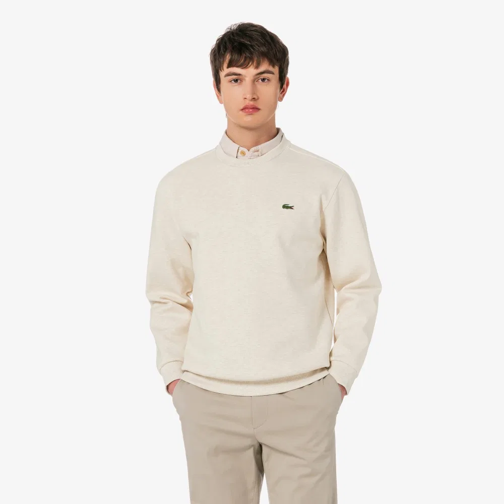 Мужской базовый свитшот Double Face Crew Neck кремовый от Lacoste — фото 4