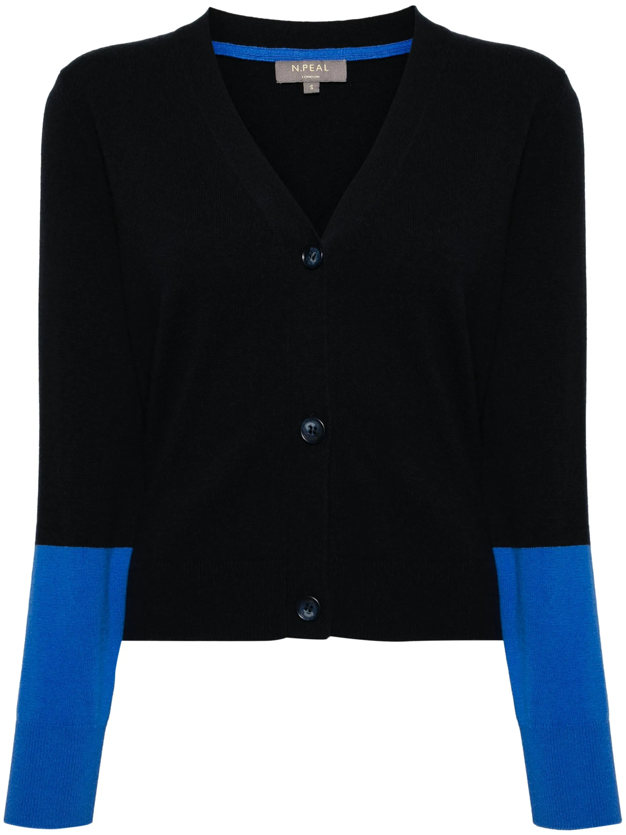 

Кашемировый кардиган в стиле колор-блок N.Peal, синий