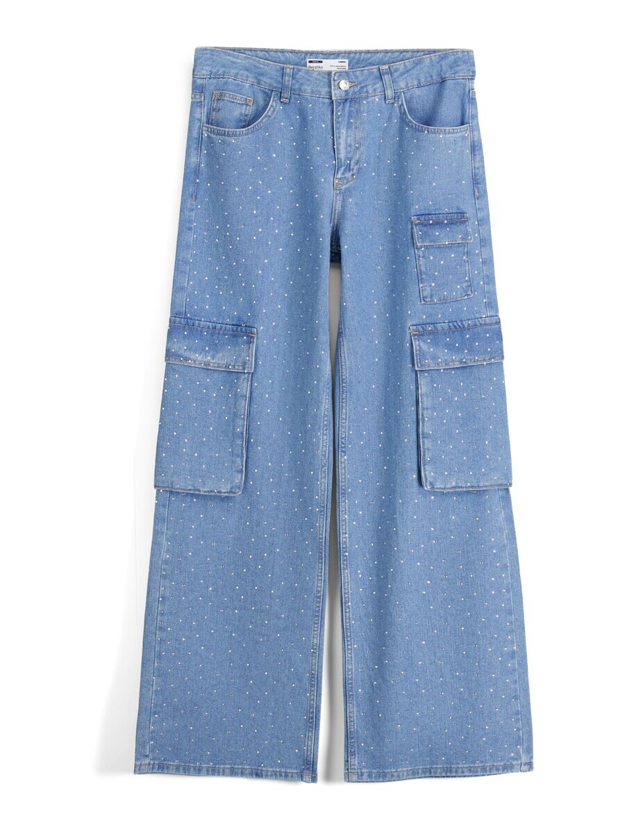 

Джинсы Bershka Wide leg Cargo Jeans, синий