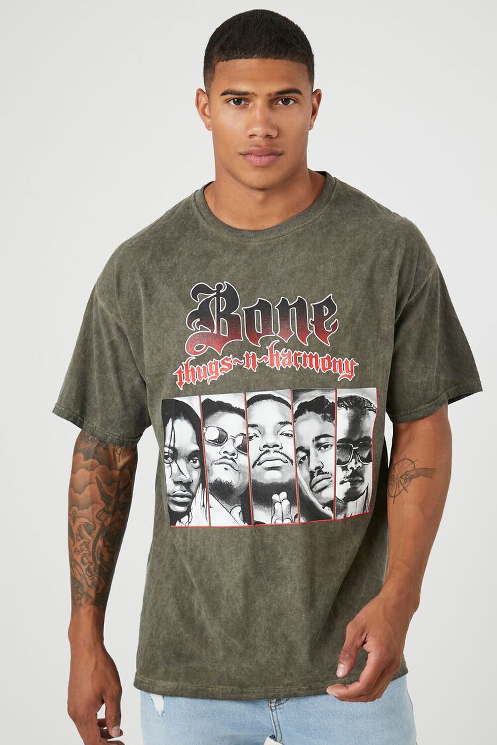 

Минеральная футболка с рисунком Bone Thugs Forever 21, оливковый, Зеленый, Минеральная футболка с рисунком Bone Thugs Forever 21, оливковый