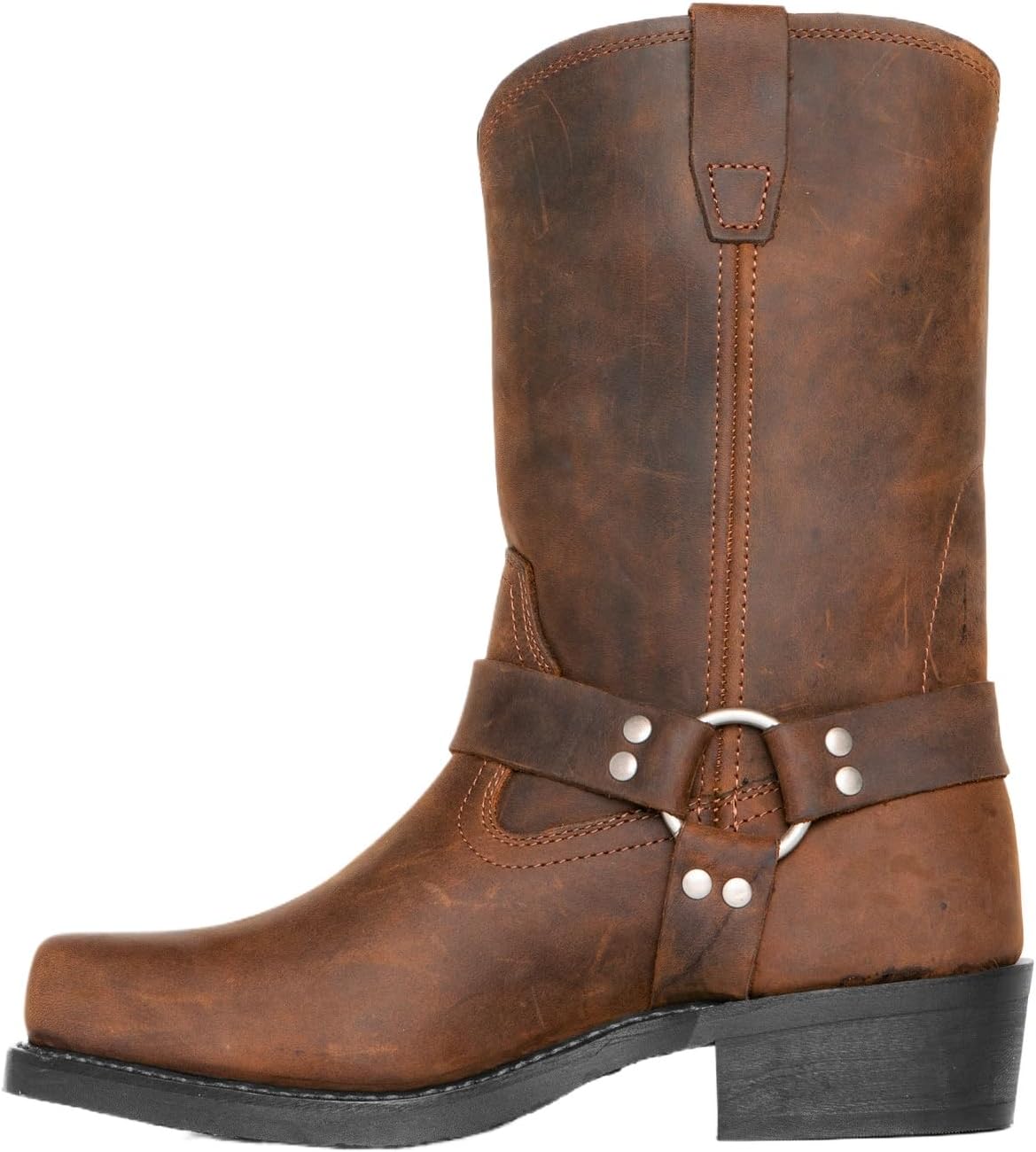 

Мужские классические вестерн-ботинки ковбой с квадратным носком, ремешки, средняя голень, сапоги на стойке, мужские вестерн-ботинки из PU-кожи Hhhchpm, коричневый