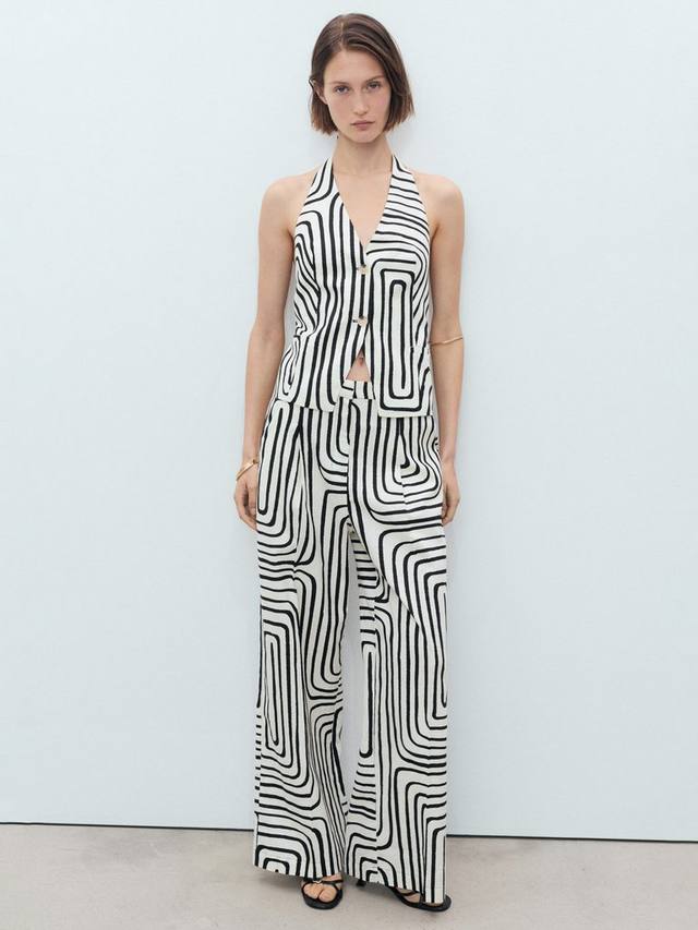 

Doty Geometric Linen Rich жилет Mango, Natural White