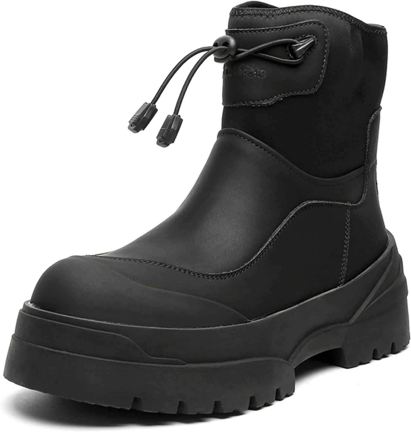 

Мужские массивные ботинки на платформе с эластичной вставкой, уличные, с большим круглым носком, противоскользящей подошвой Xhognls, черный